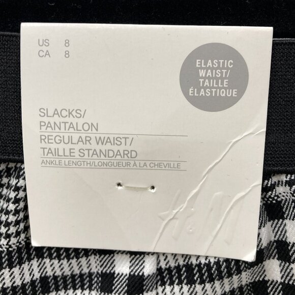 H&M Houndstooth Pants, Size 8, Pull-On Elastic Waist, Ankle Length, Pockets, NEW - Picture 6 of 12